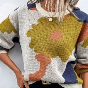 SHEIN Multicolor Abstract Women Sweater